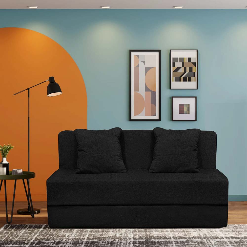 Black plush sofa bed design in the living room that is easy to carry - Beautiful Homes