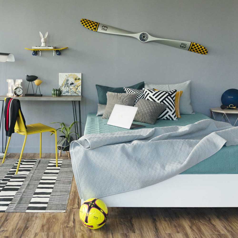 Sky blue mattress for your childrens' bedroom interiors - Beautiful Homes