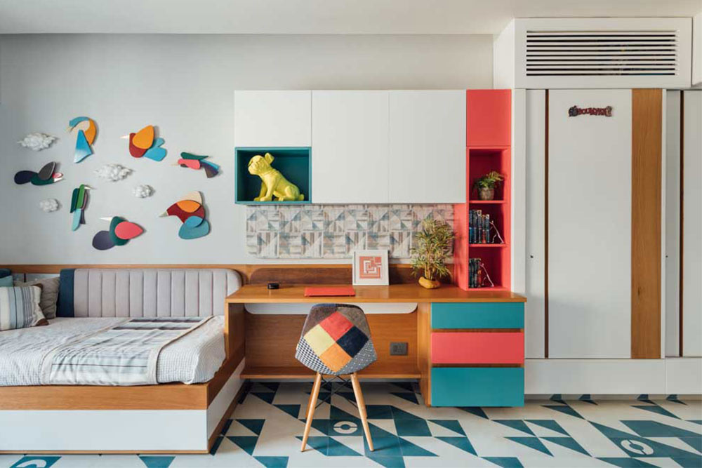 Children's bedroom interior design with abstract flooring - Beautiful Homes
