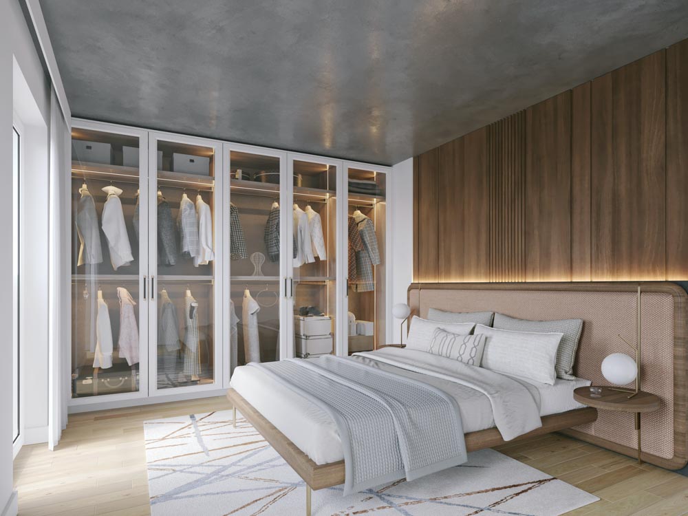 White glass wardrobe with large storage space for your master bedroom - Beautiful Homes