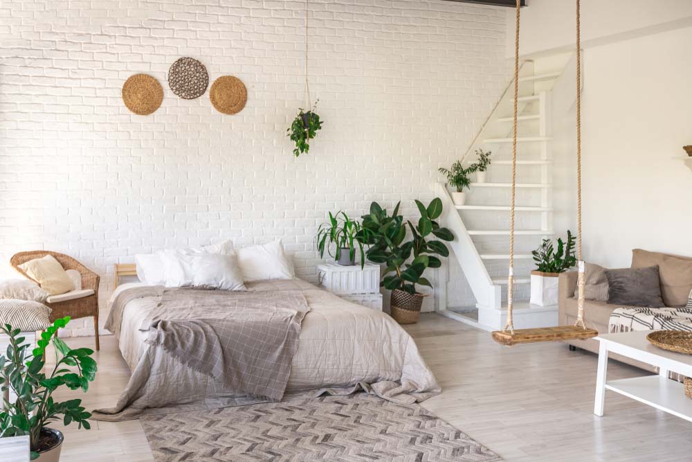 Decorate your rustic bedroom with brick walls with matching bedroom interiors - Beautiful Homes