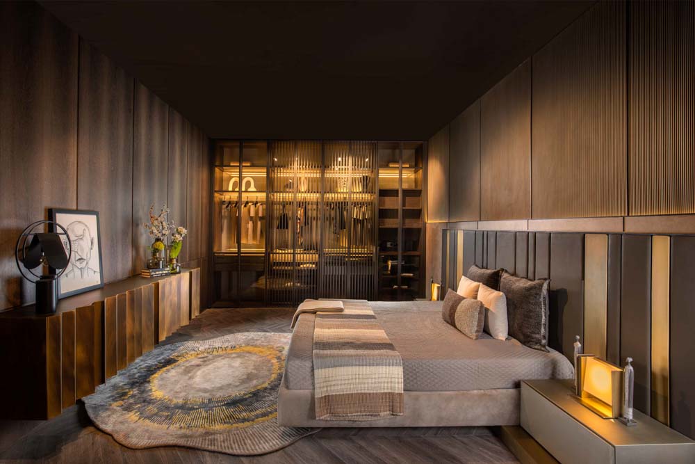 Cupboard design with different sections with blind slide doors - Beautiful Homes