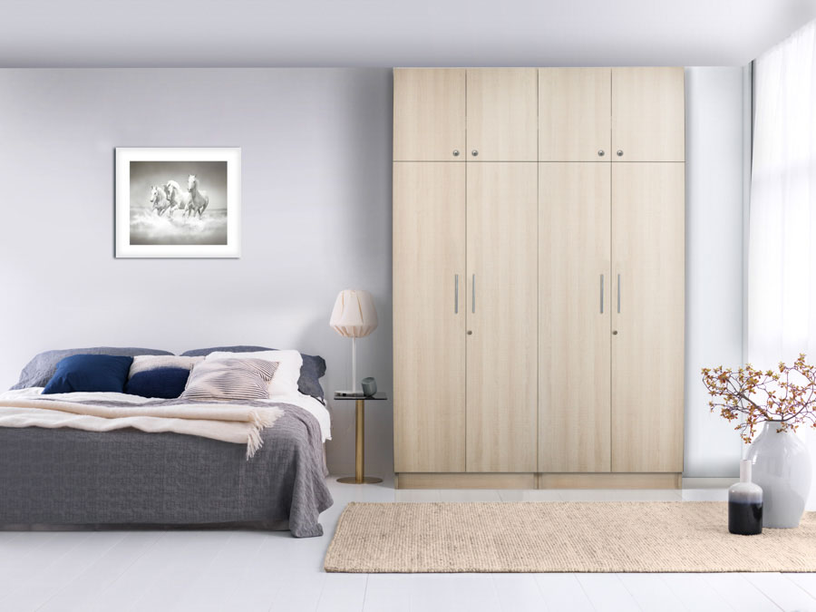 Sleek light wood cupboard-design for small bedroom   - Beautiful Homes