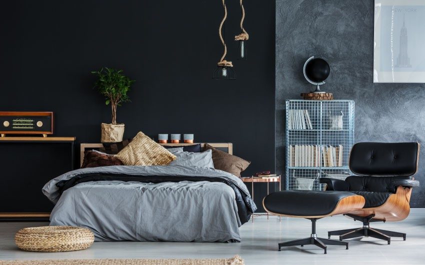 Chair & bookshelf design for your luxurious black themed bedroom interiors - Beautiful Homes Chair & bookshelf design for your luxurious black themed bedroom interiors - Beautiful Homes