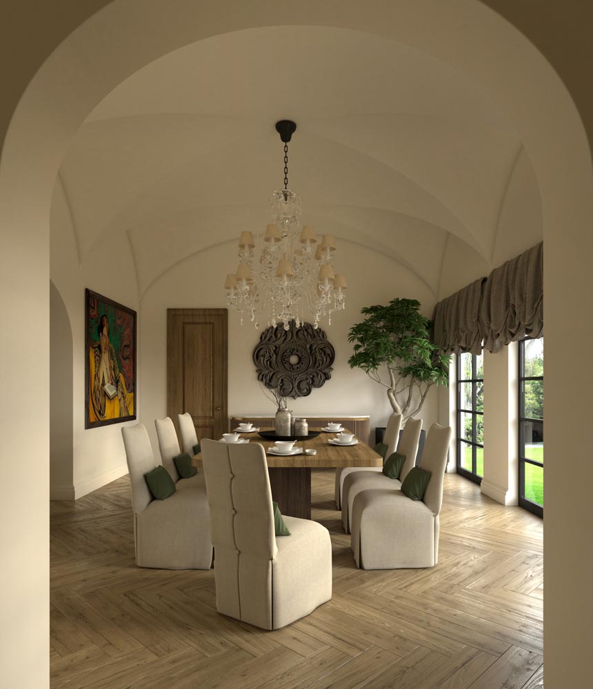 Gray dining room interiors paired with wooden home interiors - Beautiful Homes