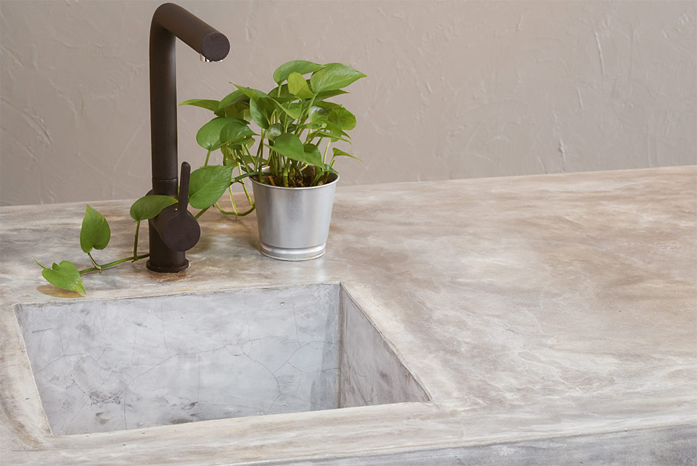Recycled simple countertop design with plant décor - Beautiful Homes