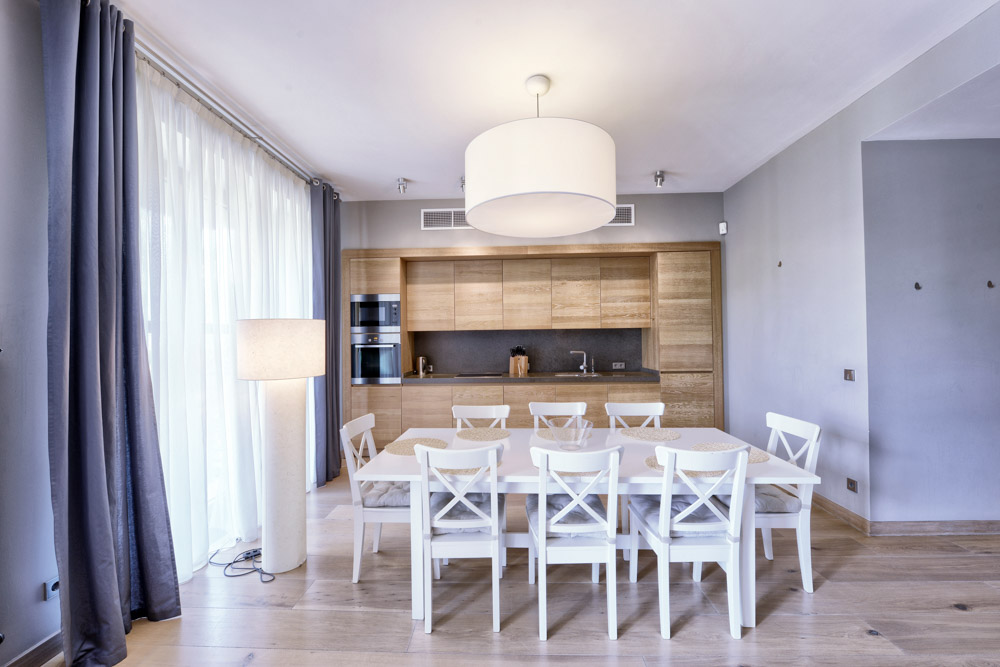 Design a blend of translucent & solid colour curtains in your kitchen for the perfect kitchen decor - Beautiful Homes