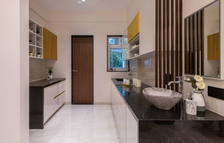 Small semi modular kitchen design - Beautiful Homes Small parallel semi modular kitchen design - Beautiful Homes