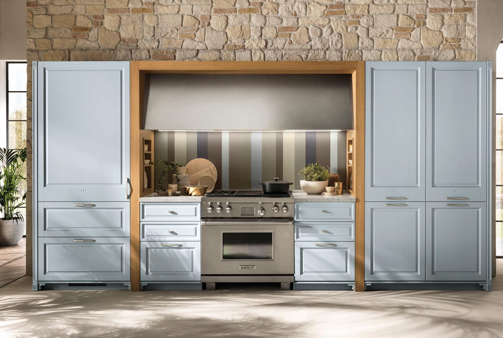 Modular kitchen design with pale blue kitchen cabinets for your kitchen décor - Beautiful Homes