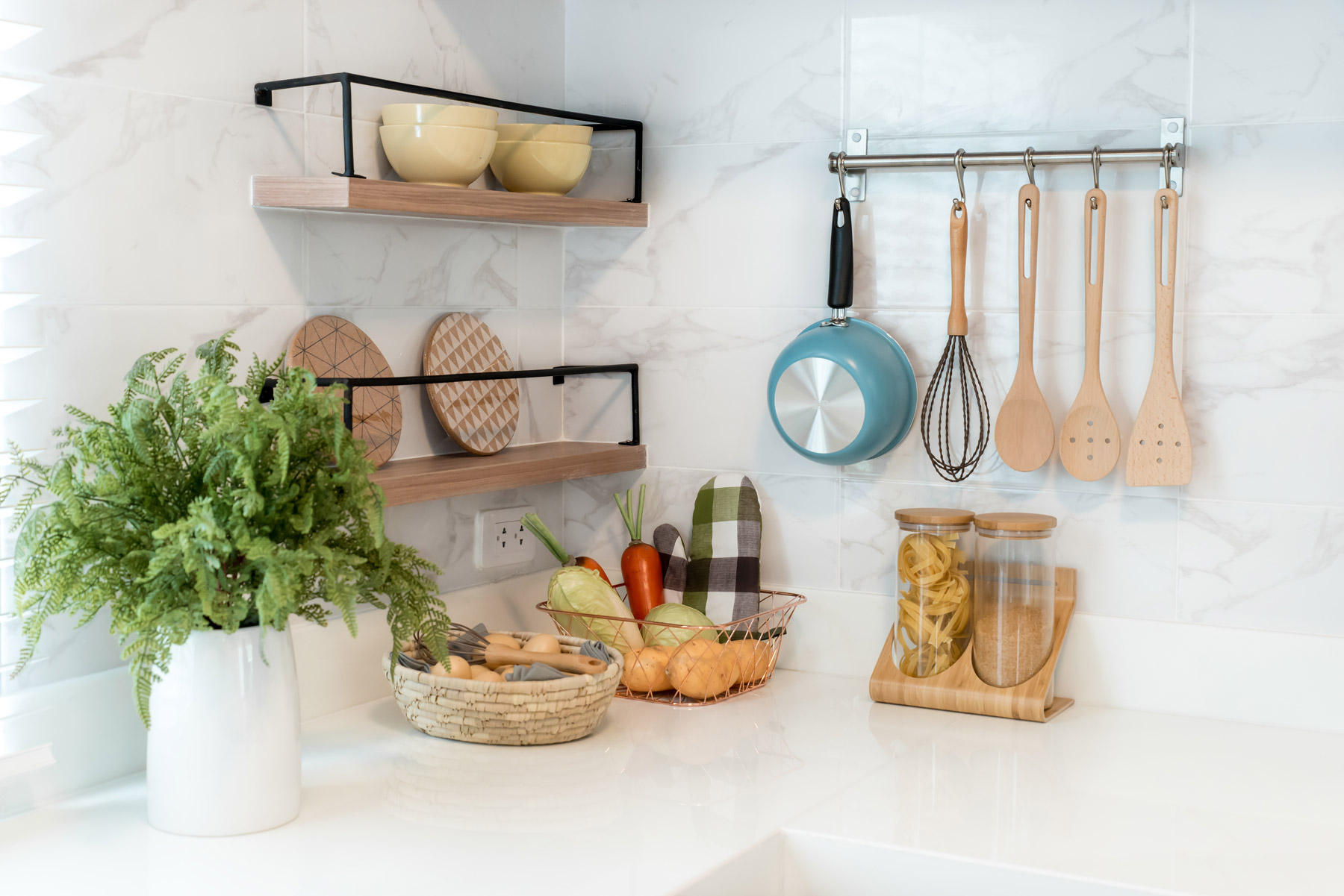 Use Walls & Backs of Kitchen Cabinet Doors - Beautiful Homes