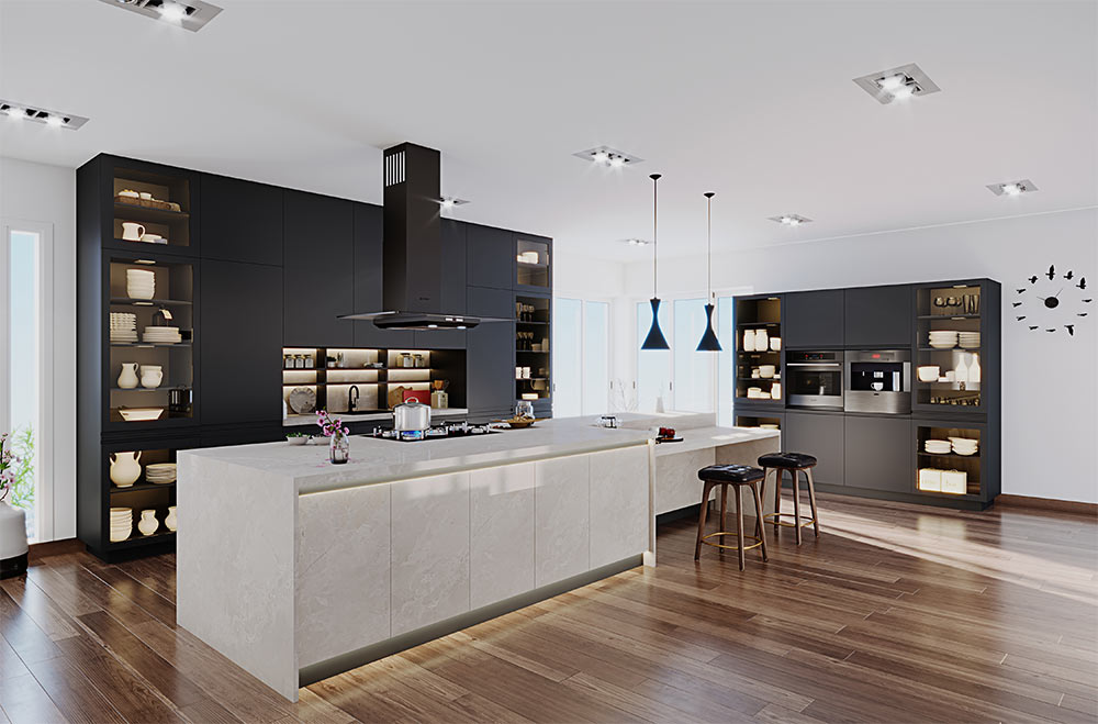 Black & white kitchen colour combination - Beautiful Homes