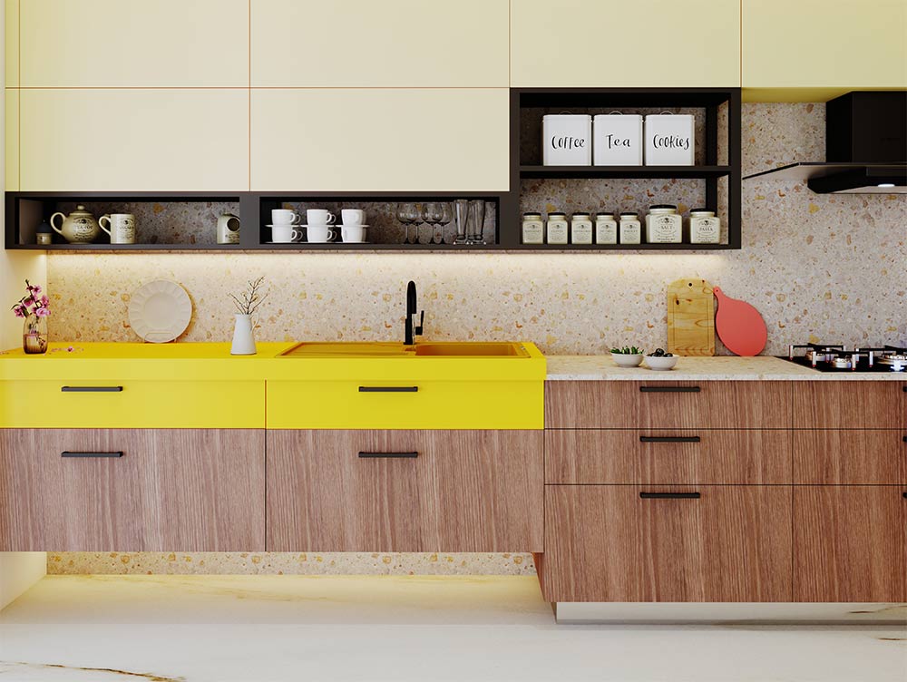 Light kitchen colours like white yellow & wooden for the kitchen - Beautiful Homes