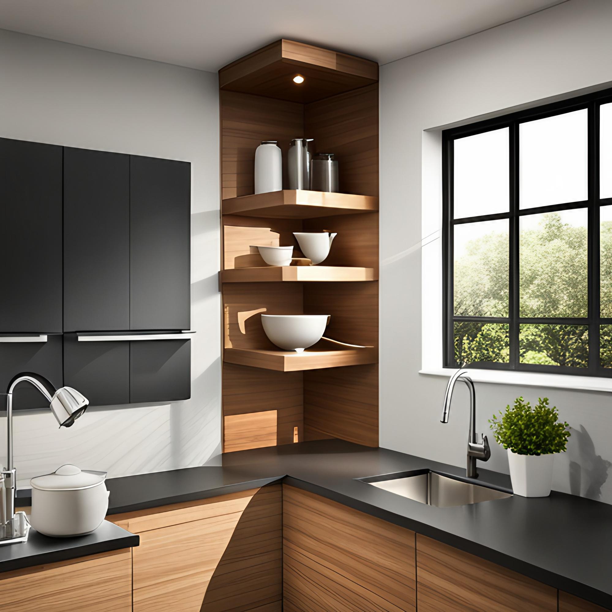 Kitchen corner shelf to organize spices - Beautiful Homes