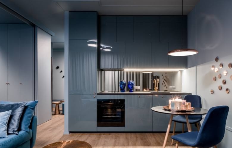 Royal blue colour combination for the modular kitchen - Beautiful Homes