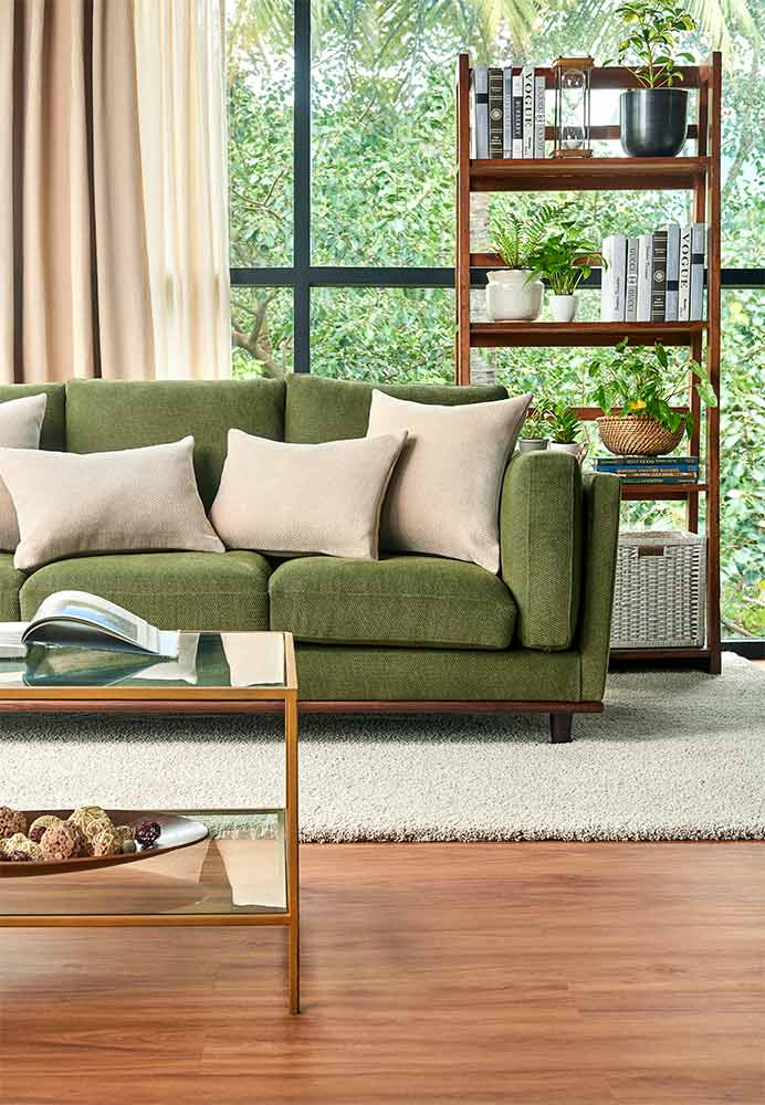 Green sofa set for living room interiors - Beautiful Homes