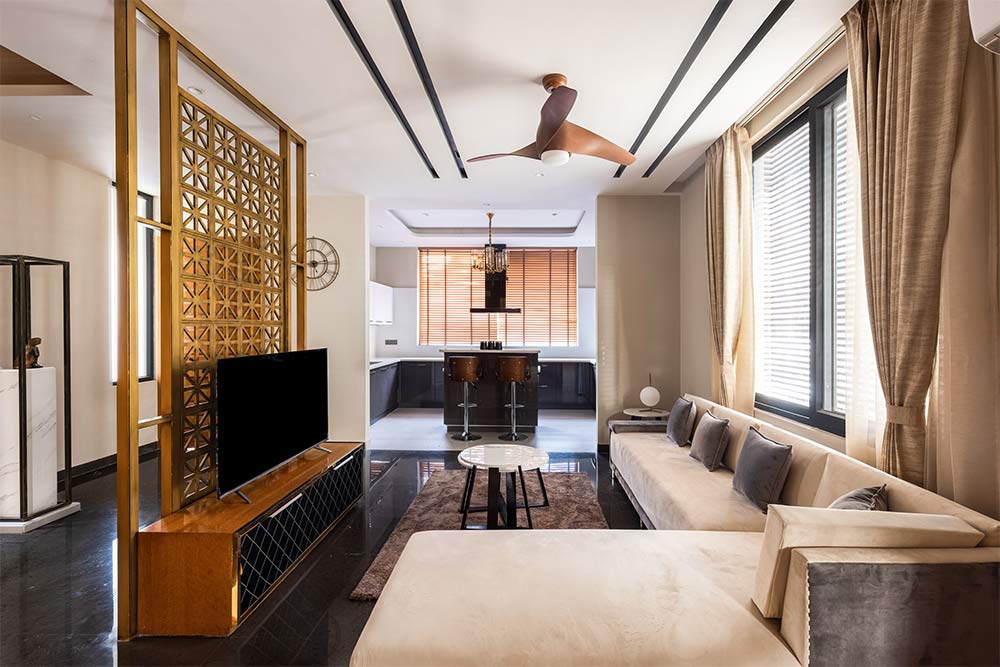 Golden partition ideas for living room - Beautiful Homes