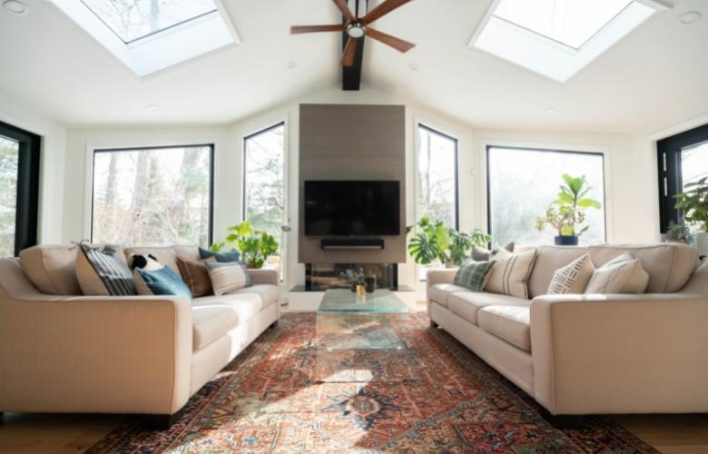 Big bohemian themed modern carpet for the living room - Beautiful Homes