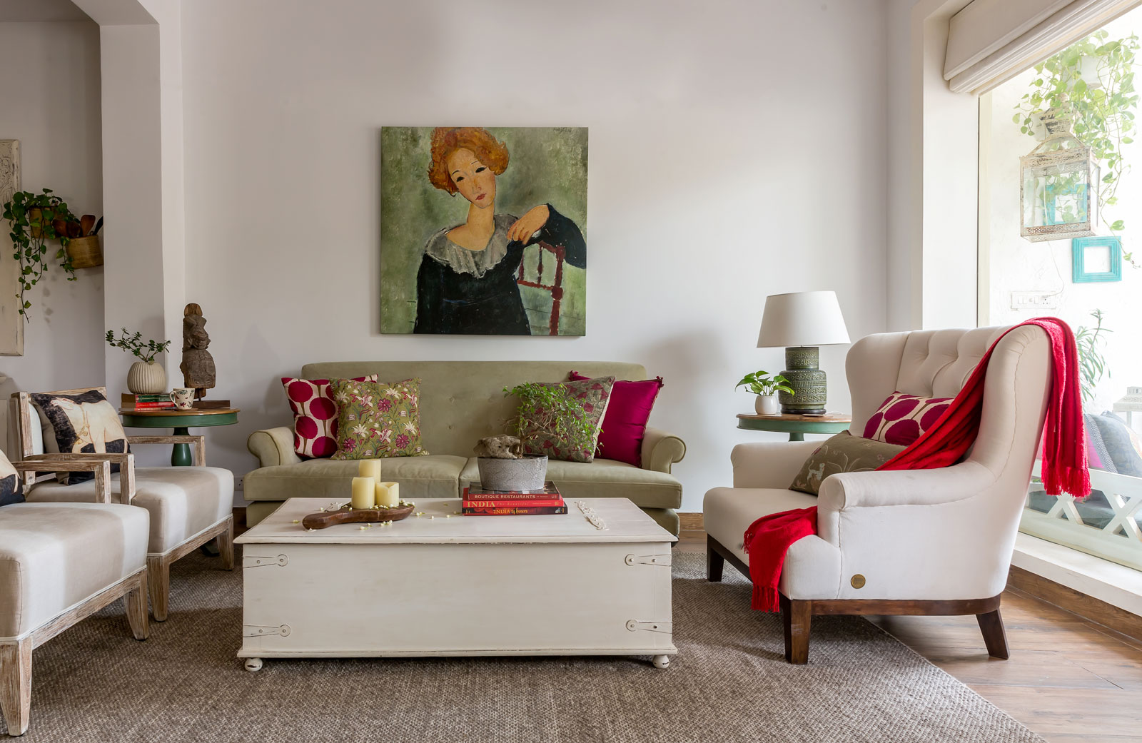 Coffee Table Décor For Living Room With C&les & Bonsai on the Coffee Table - Beautiful Homes