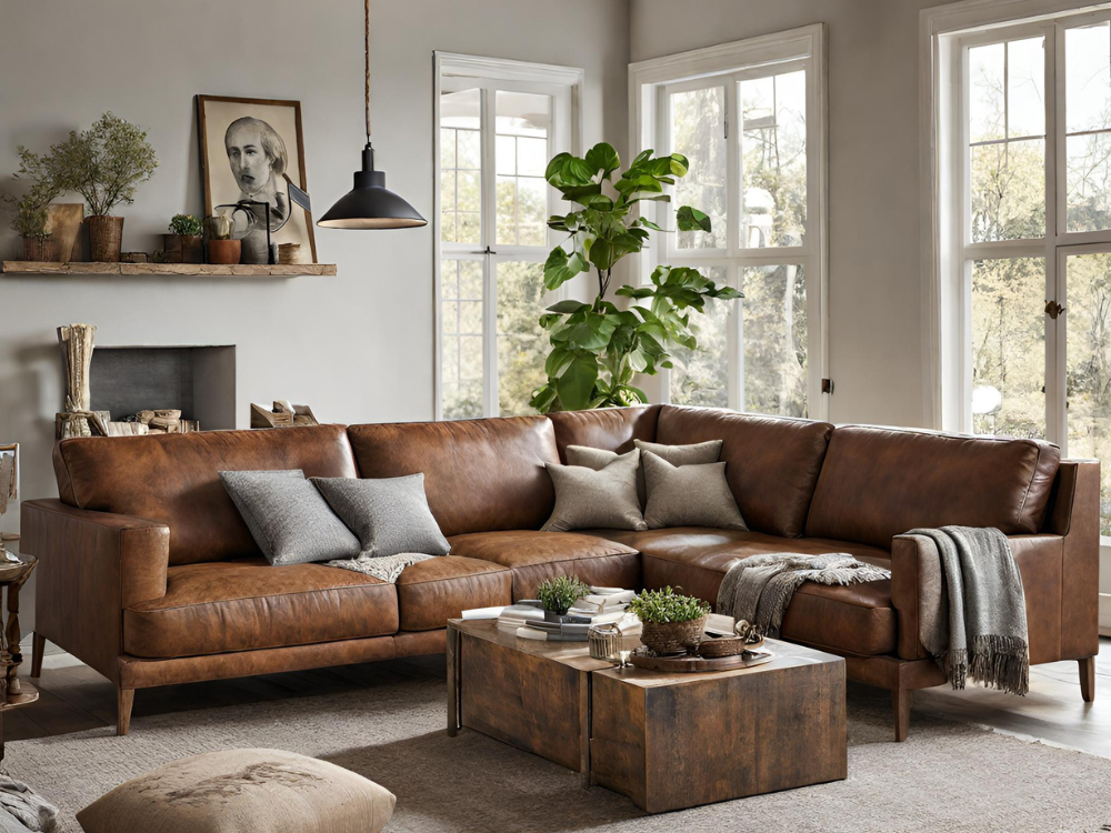 Rustic L-shaped sofa design - Beautiful Homes Rustic L-shaped sofa design - Beautiful Homes