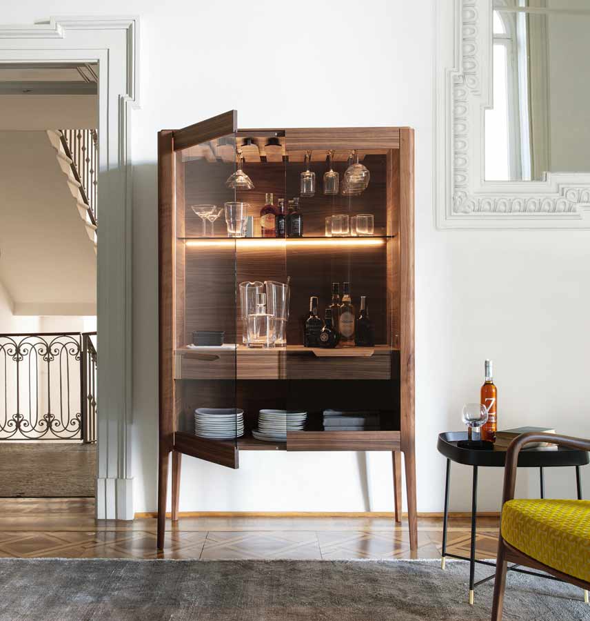 Classic Home Bar With Harvest Stain Wooden Cabinet, LED Light , Cocktail Glasses, Ice-Tubs & Other Accessories - Beautiful Homes