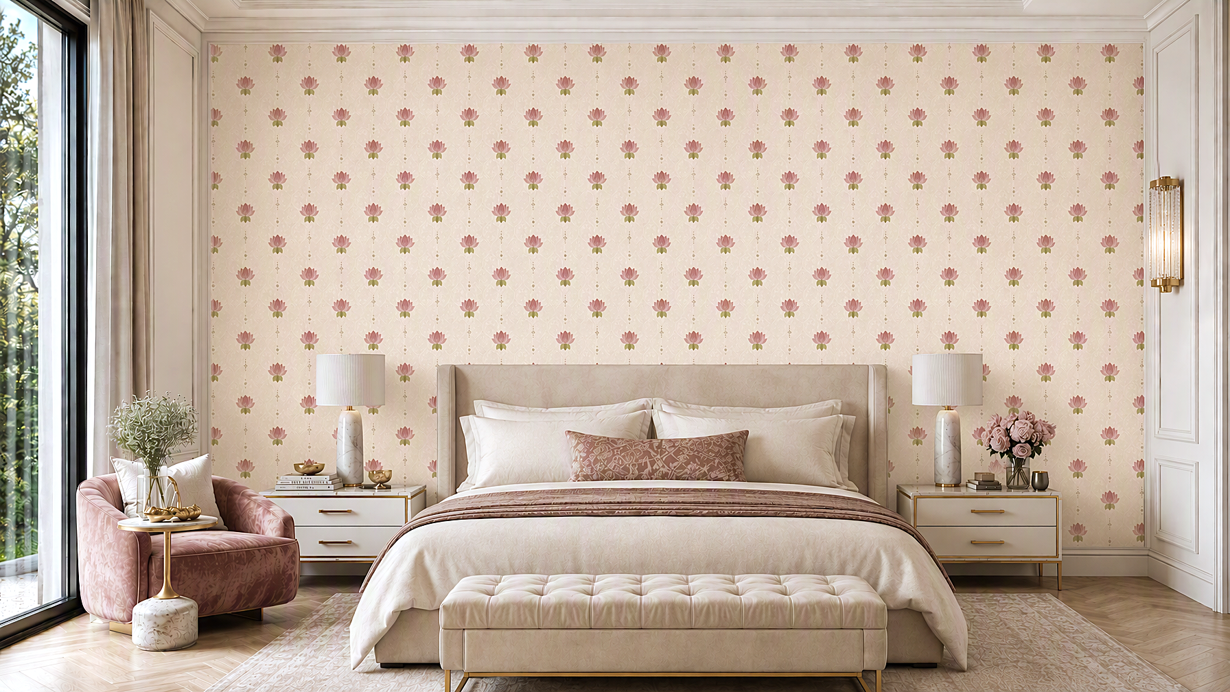 Sacred Courtyard - Serene Lotus - Blush Harmony