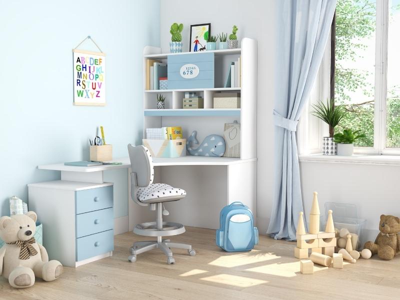 Light blue & white study room colour combination for cool room - Beautiful Homes Light blue & white study room colour combination for cool room - Beautiful Homes