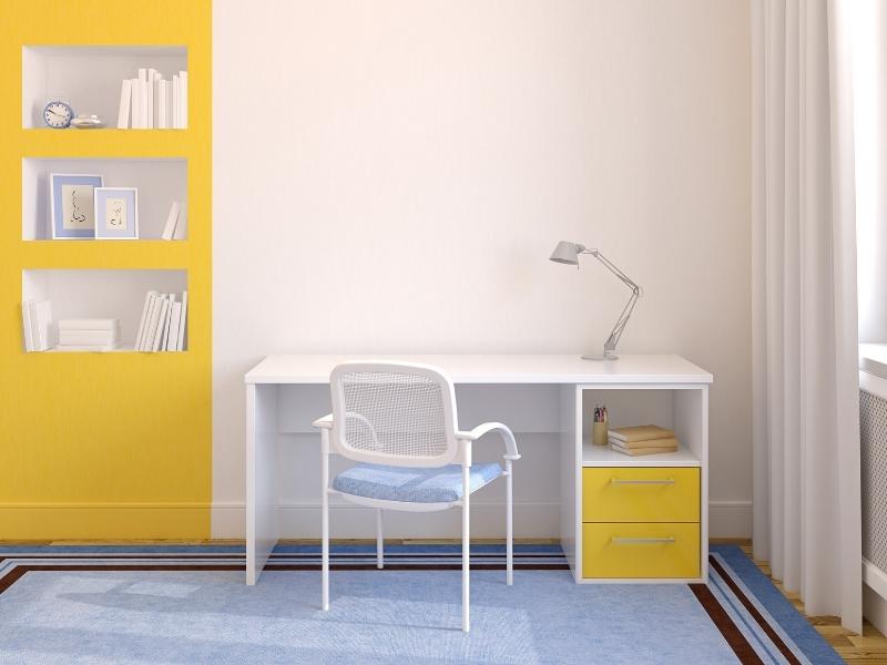 Yellow & white colour combination for the study room - Beautiful Homes Yellow & white colour combination for the study room - Beautiful Homes