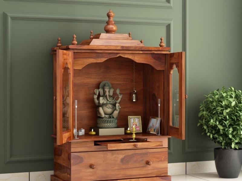 Traditional wooden pooja mandir design for your home interiors - Beautiful Homes
