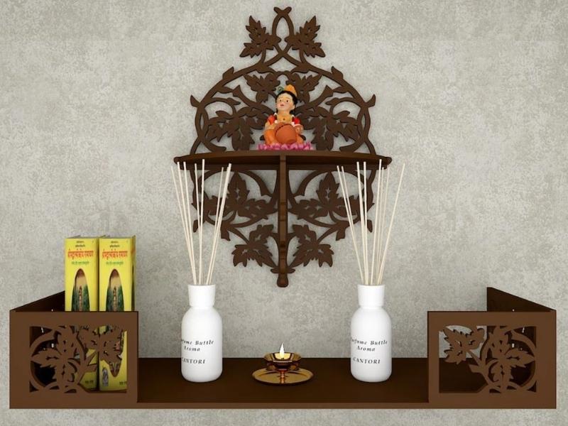 Brown wooden hanging temple for your pooja room design - Beautiful Homes